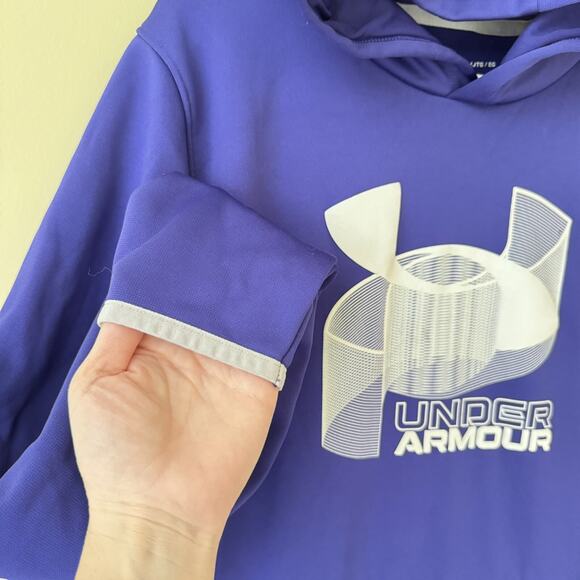 Under Armour Boys Youth XL Coldgear Hoodie Sweatshirt Purple Sporty Athletic - Picture 5 of 9